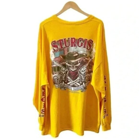 Sturgis 2011 South Dakota Motorcycle Rally Long Sleeve T-Shirt Yellow 3XL - Picture 2 of 16
